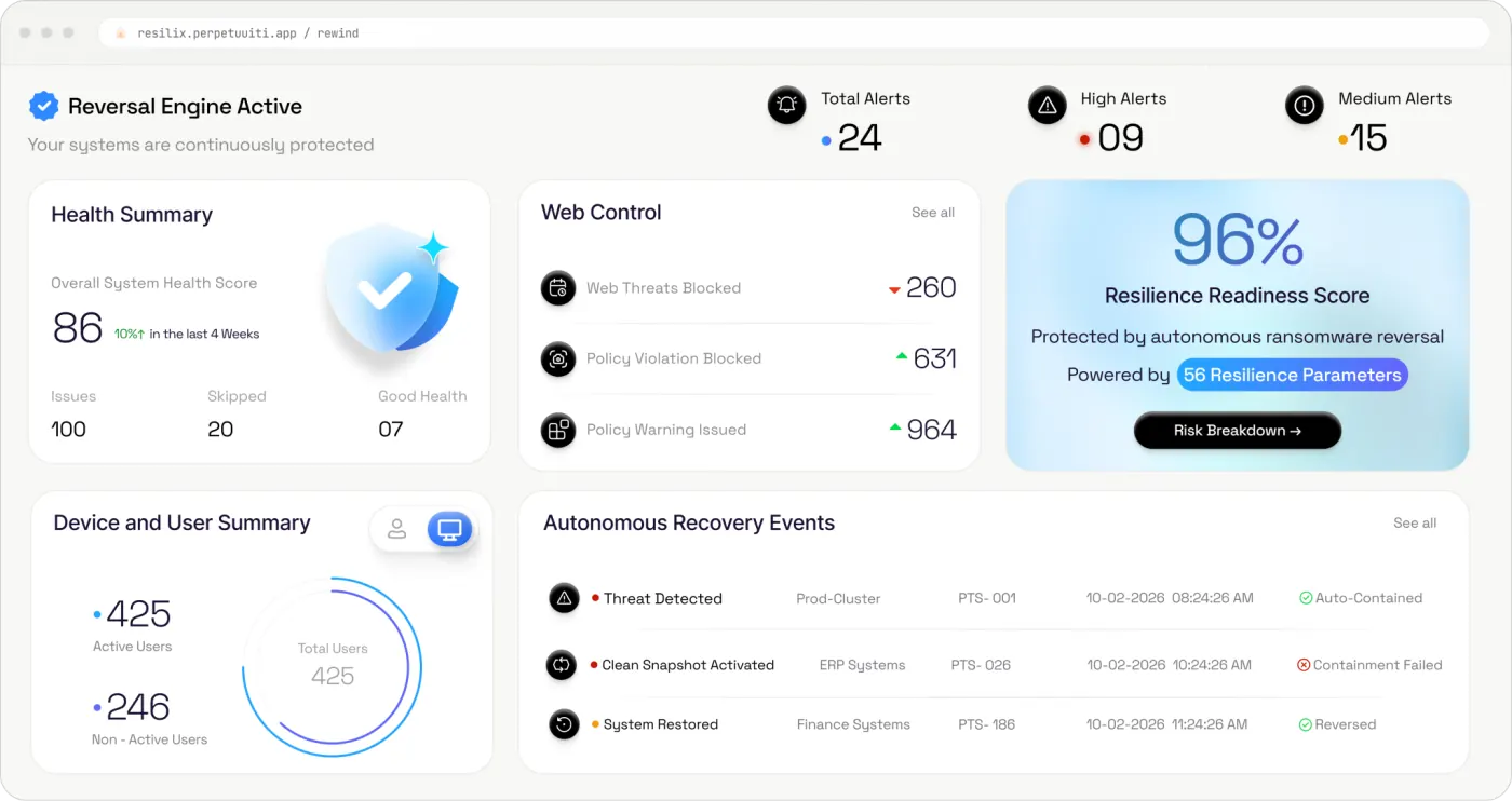Resilix Rewind dashboard preview